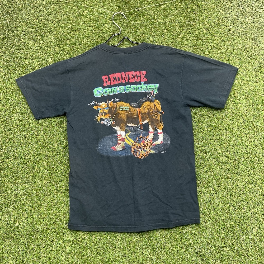 Vintage Redneck Cowasockey Shirt Mens Medium Novelty Funny Humor Short Sleeve